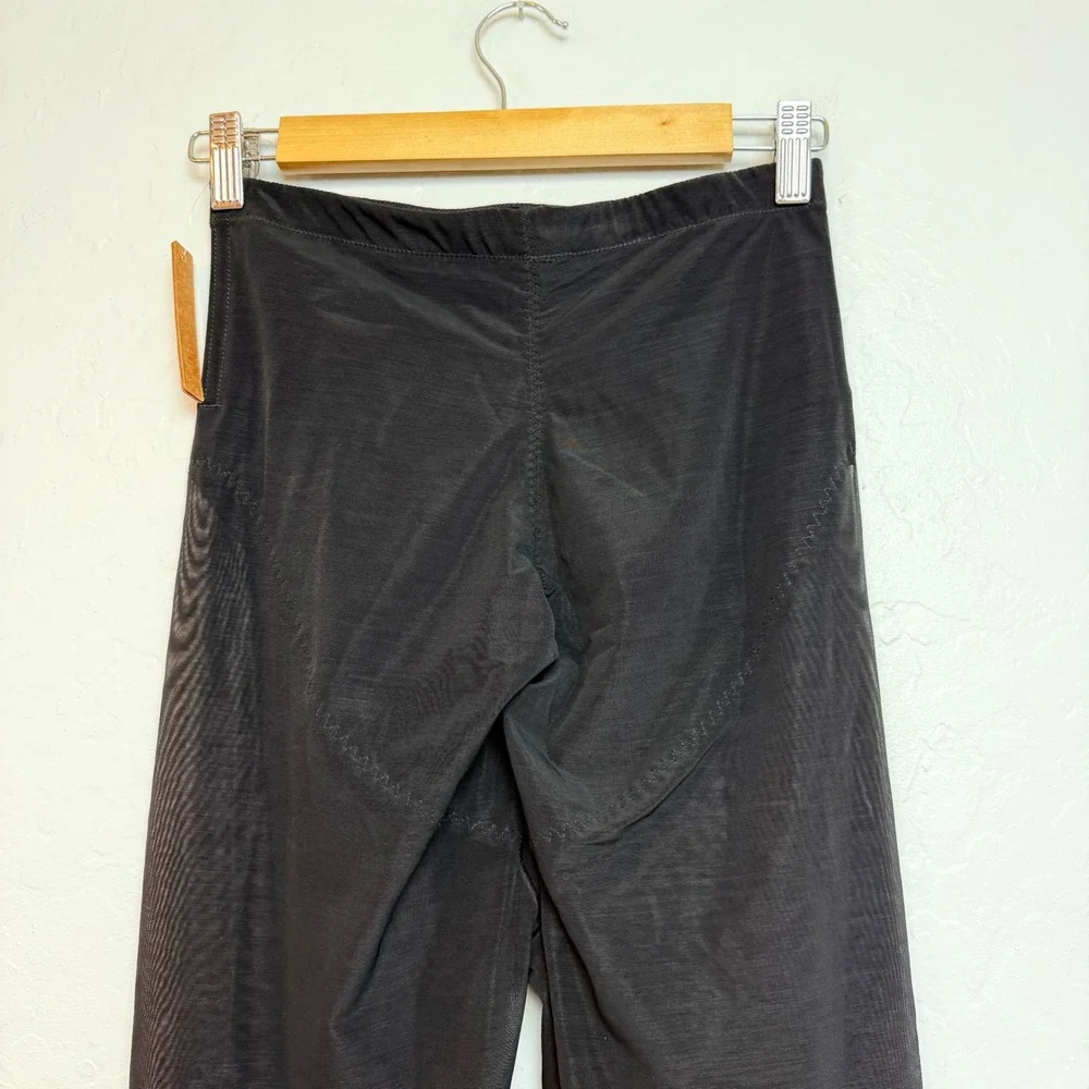 Shapellx Black High Waisted Shapewear Leggings Sheer Mesh Panel Tummy Control M